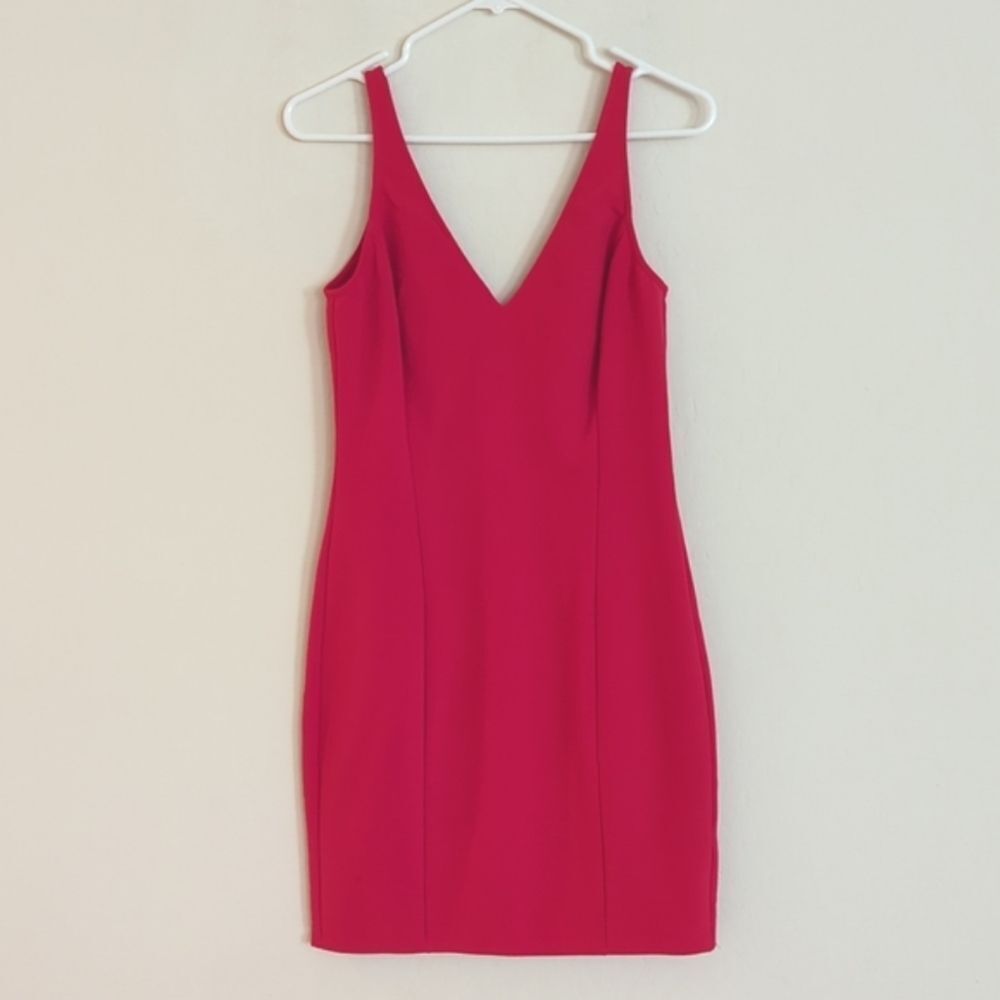 Leith Red Double V-neck Tank Fitted Sexy Dress - Size S